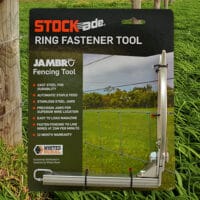 The Jambro ring fastener tool allows you to clip fencing to line wires